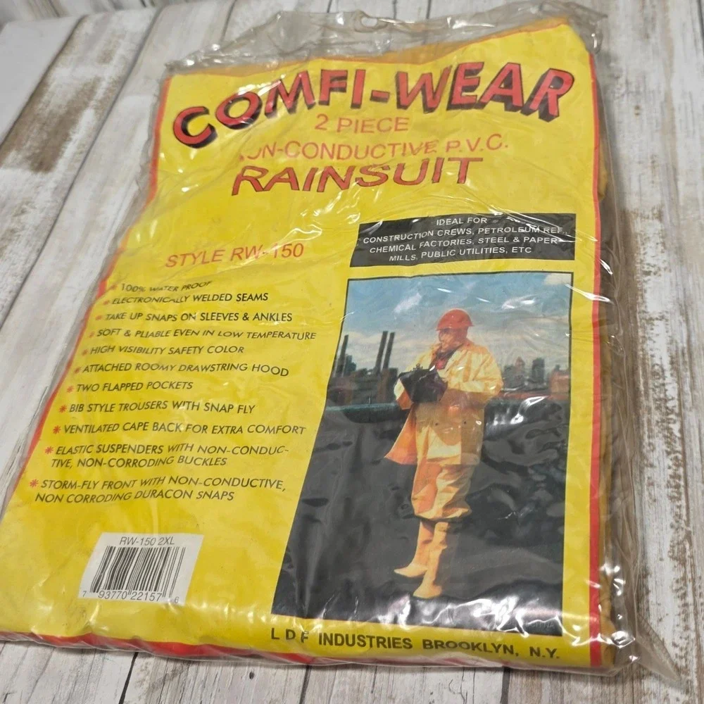 Comfi-Wear RW-150 2 Piece Non-Conductive PVC Rainsuit Yellow Mens 2XL New